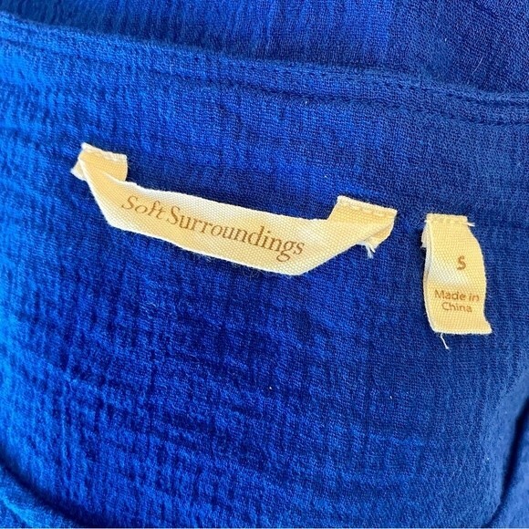 SOFT SURROUNDINGS Siesta Key Tunic Top Electric Blue Cotton Ruffle Tiered - Picture 4 of 10